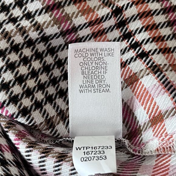 J Jill Glen Plaid Ruffle Placket Blouse‎ Top Multicolor Size Large Tall Feminine - Picture 8 of 11